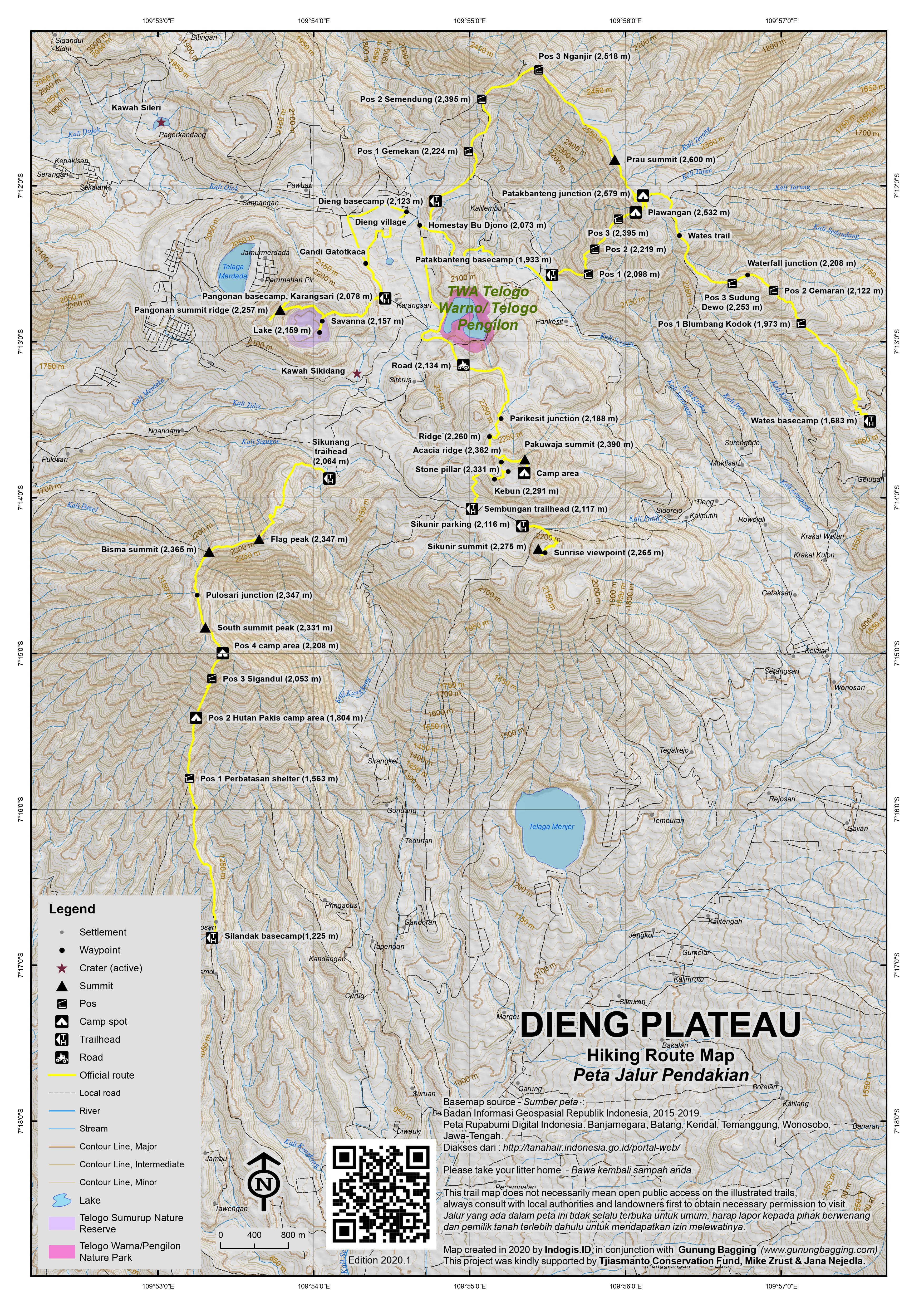 Peta Jalur Gunung Dieng Plateau – Gunung Prau