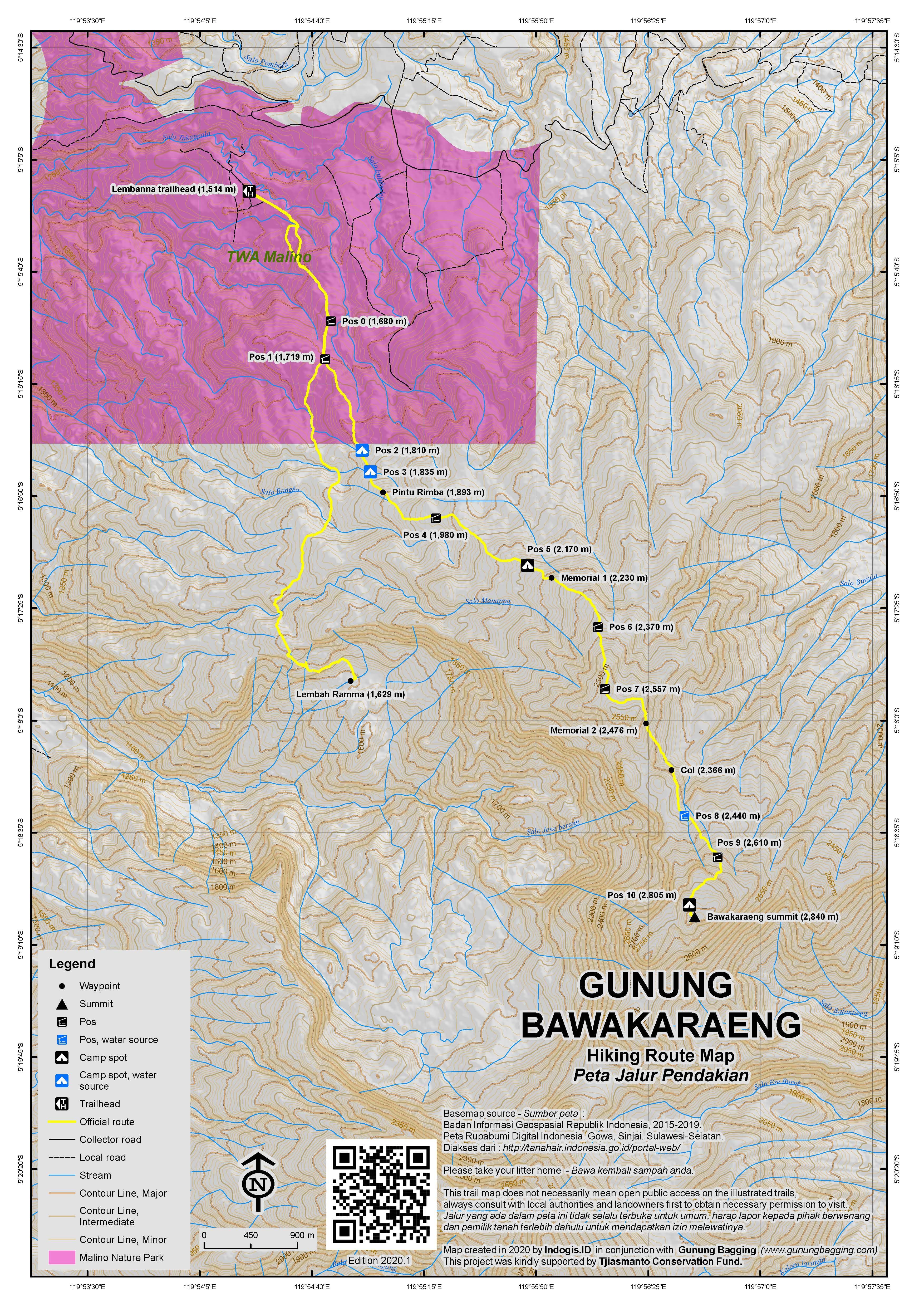 Peta Jalur Gunung Bawakaraeng