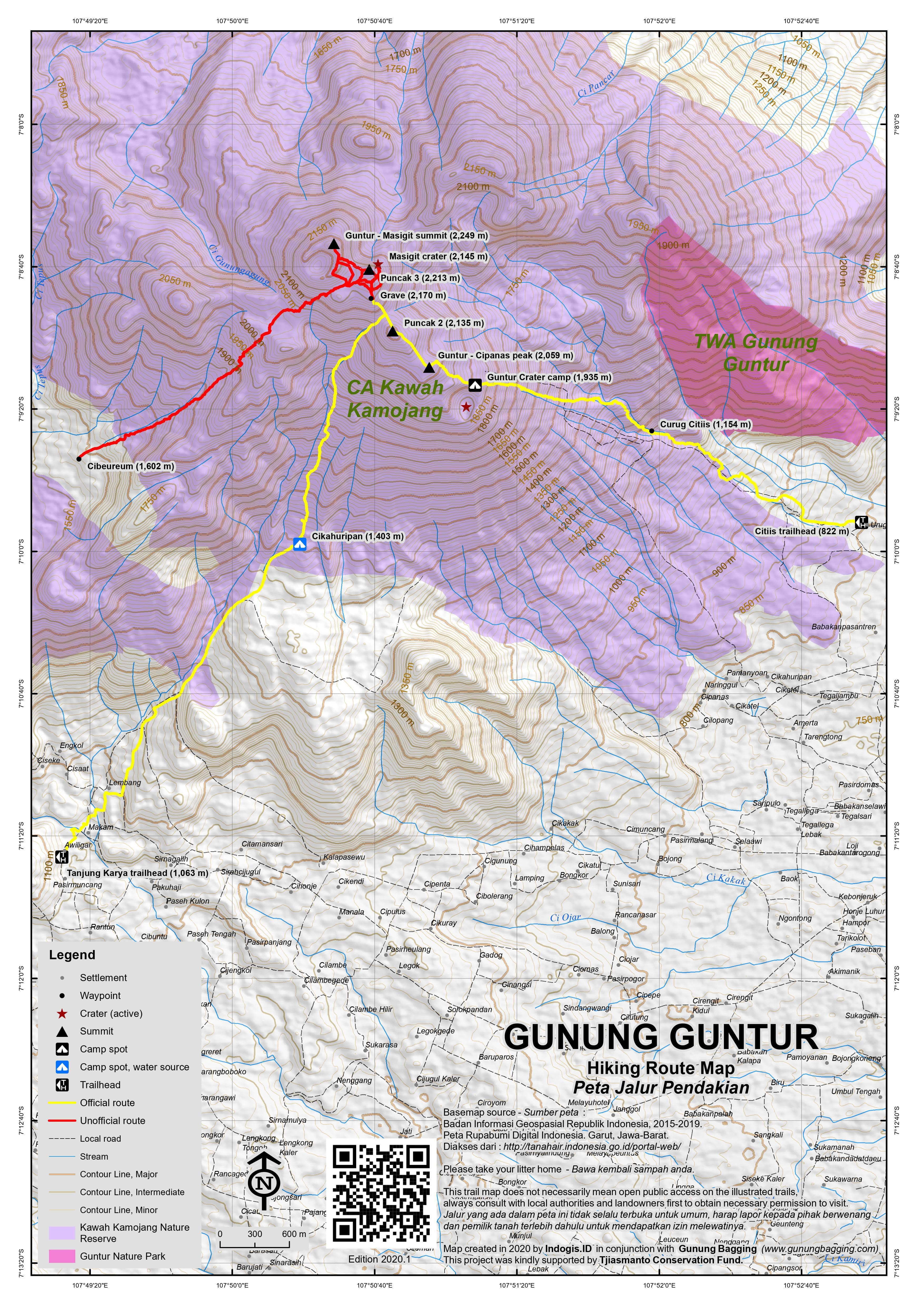 Peta Jalur Gunung Guntur – Gunung Masigit