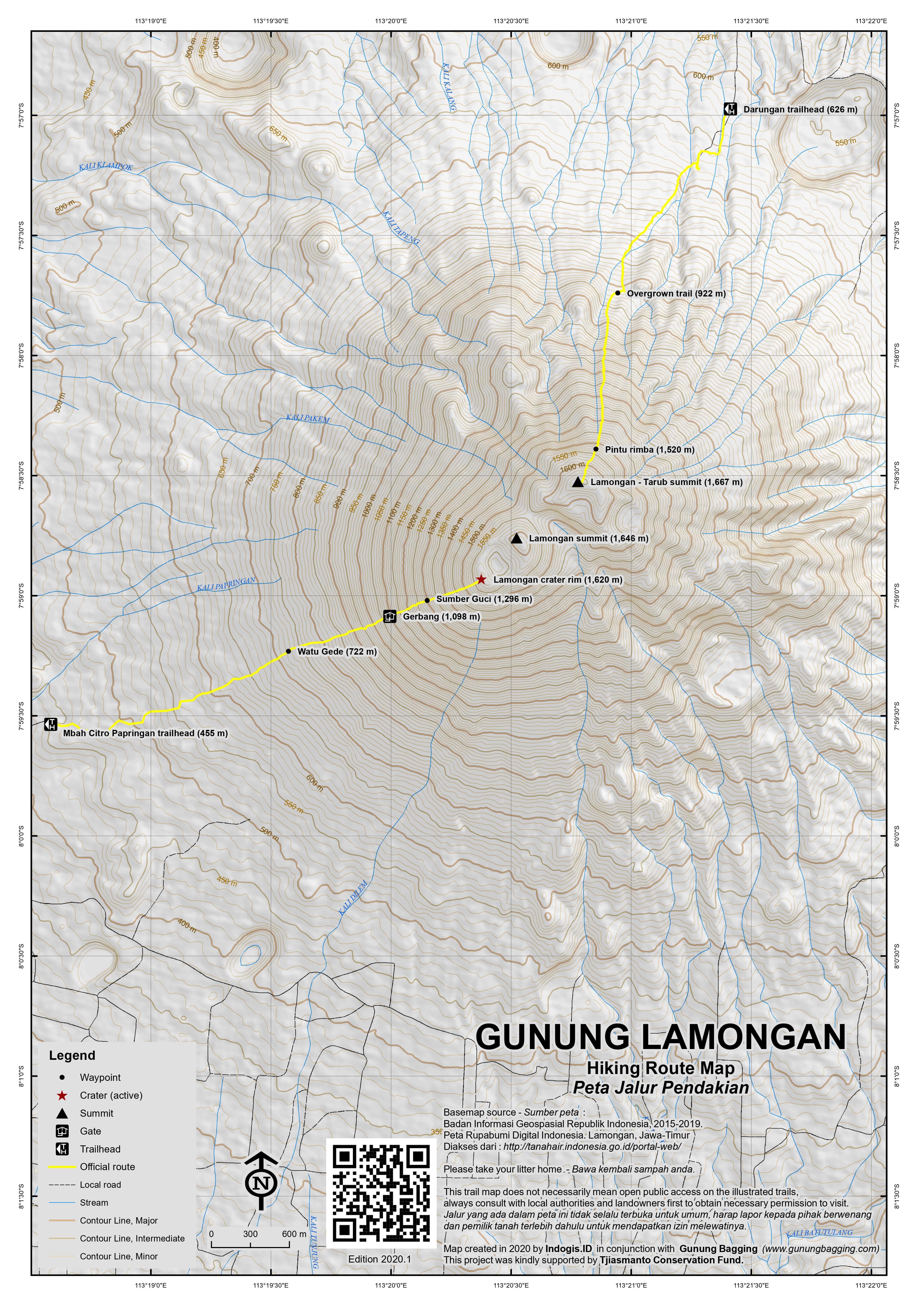 Peta Jalur Gunung Lamongan – Gunung Tarub