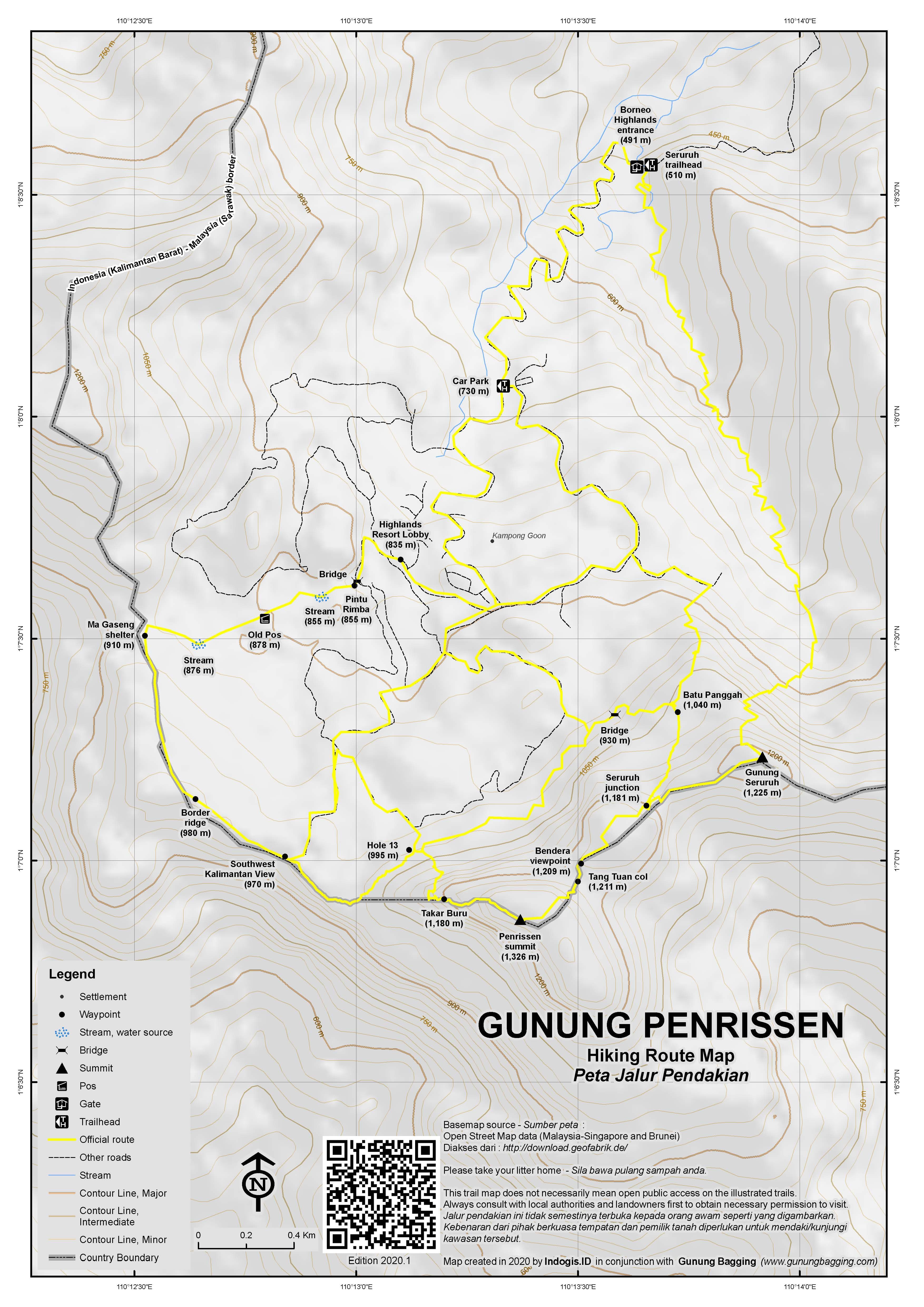 Peta Jalur Gunung Penrissen