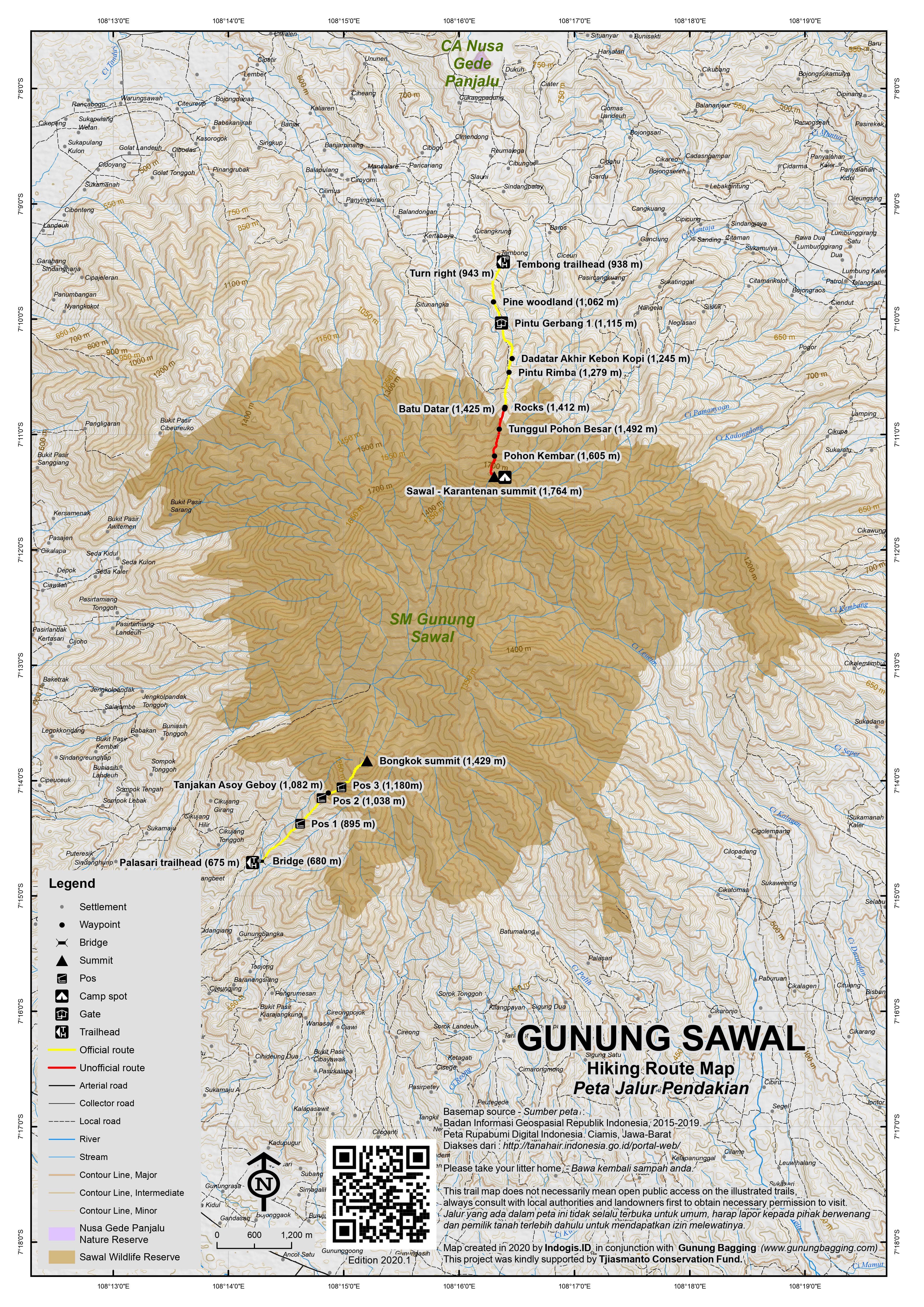 Peta Jalur Gunung Sawal – Karantenan