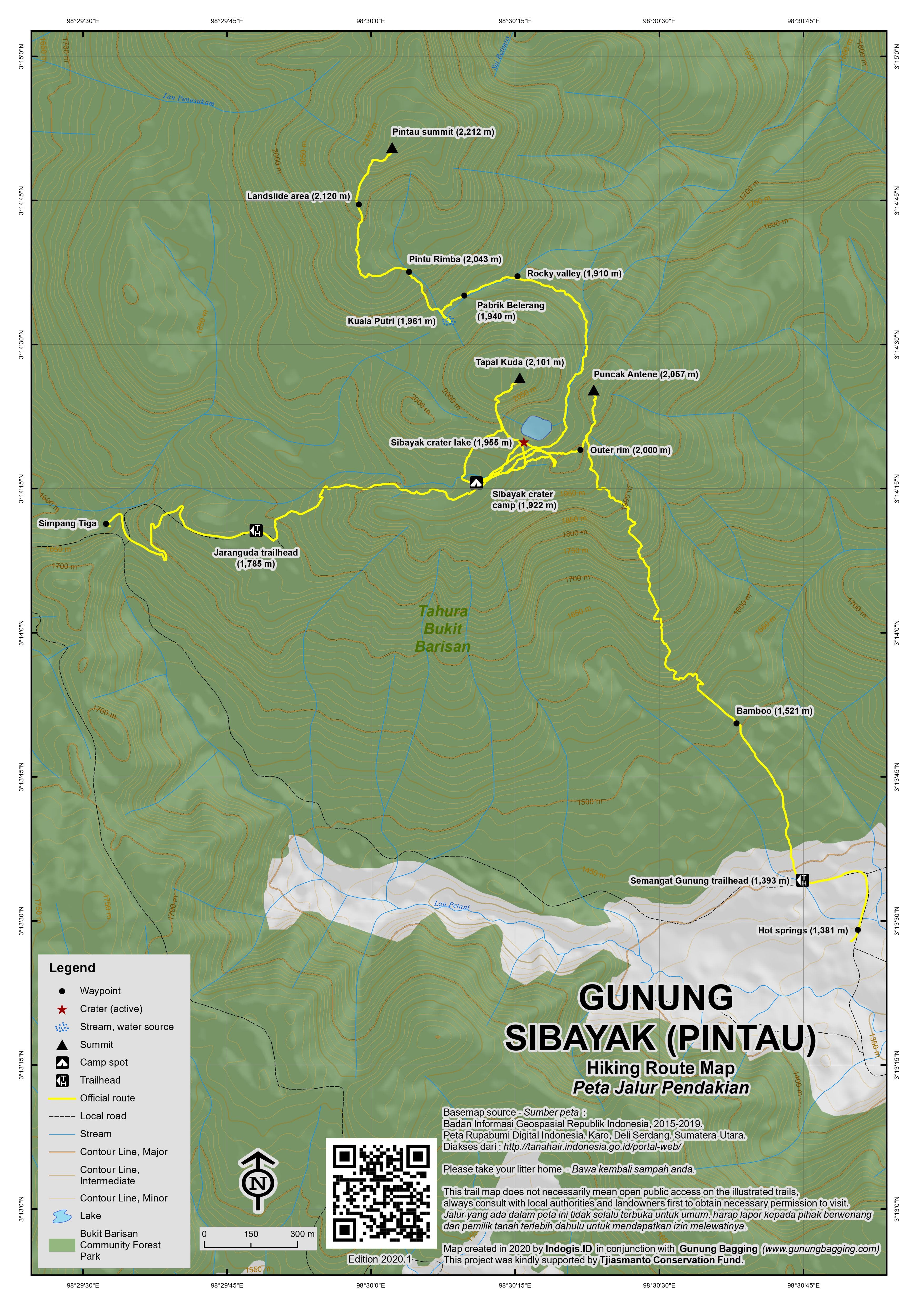 Peta Jalur Gunung Sibayak – Gunung Pintau