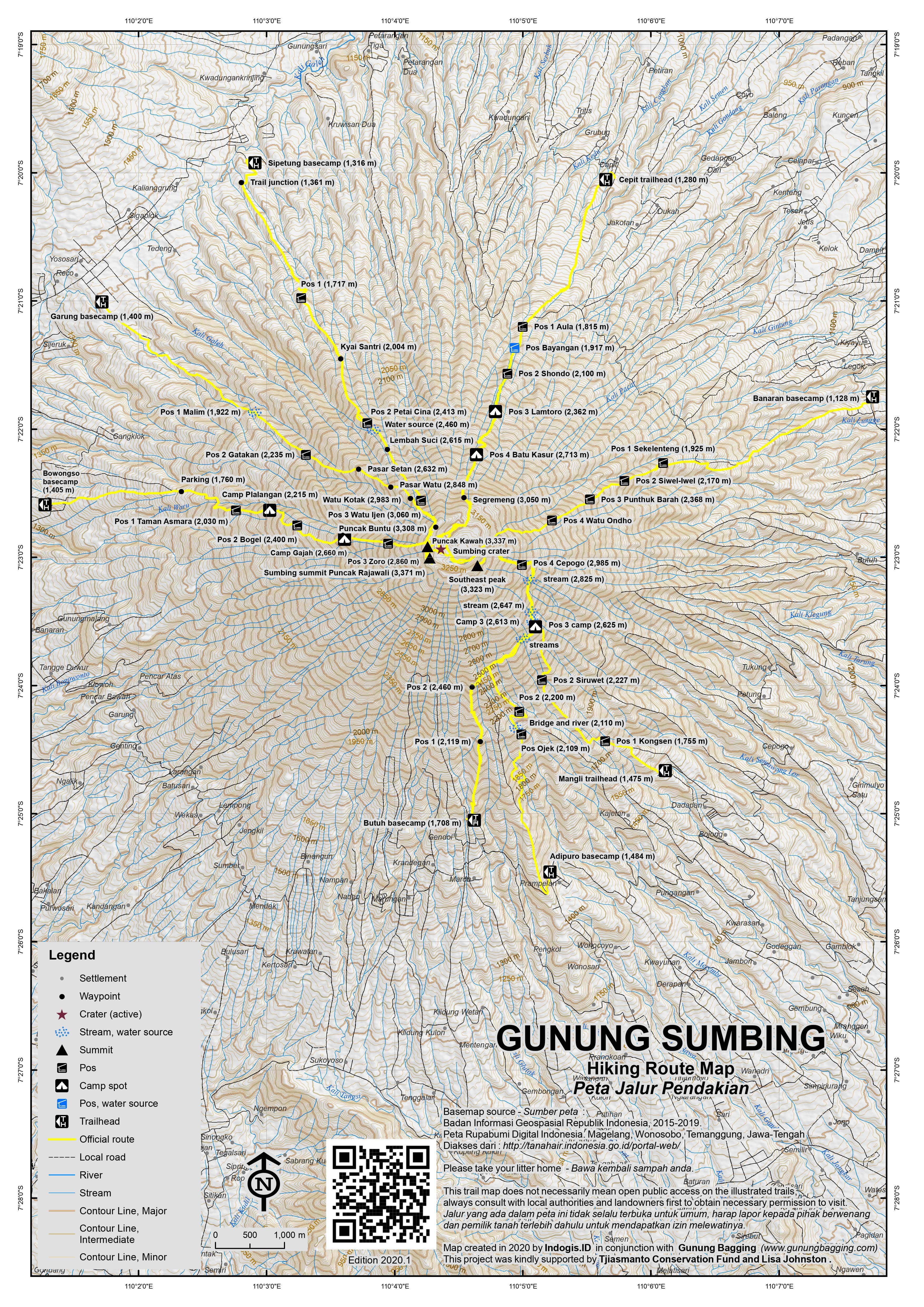 Peta Jalur Gunung Sumbing – Puncak Rajawali