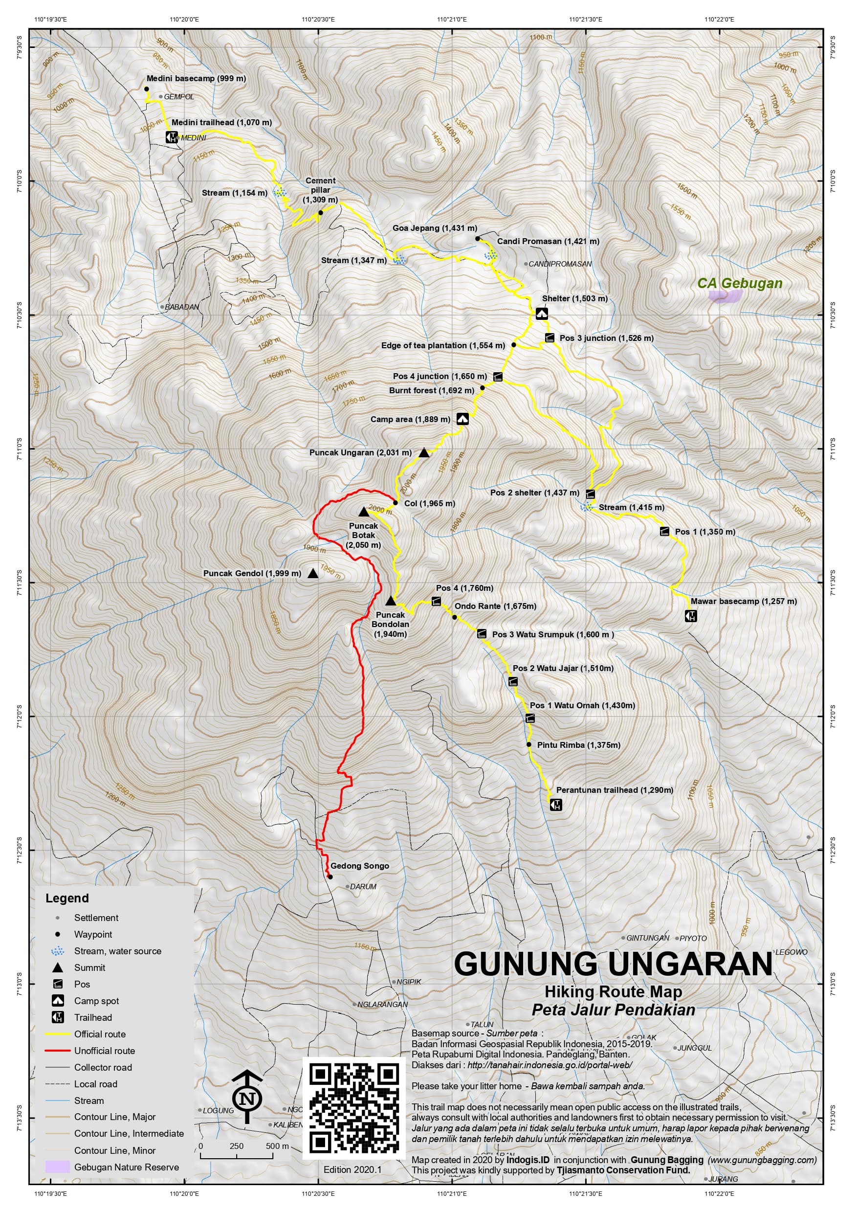 Peta Jalur Gunung Ungaran – Puncak Botak