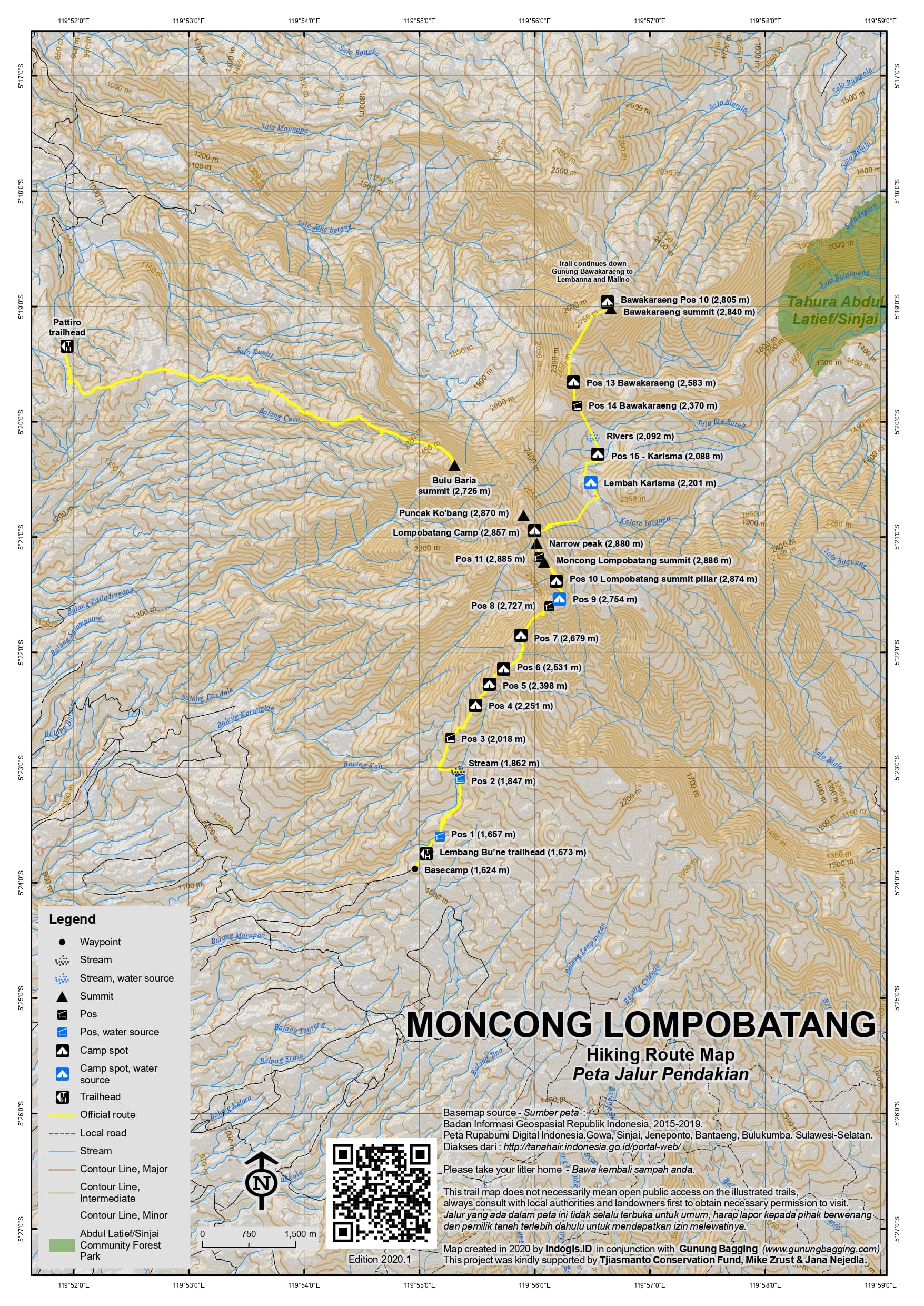 Peta Jalur Gunung Moncong Lompobatang