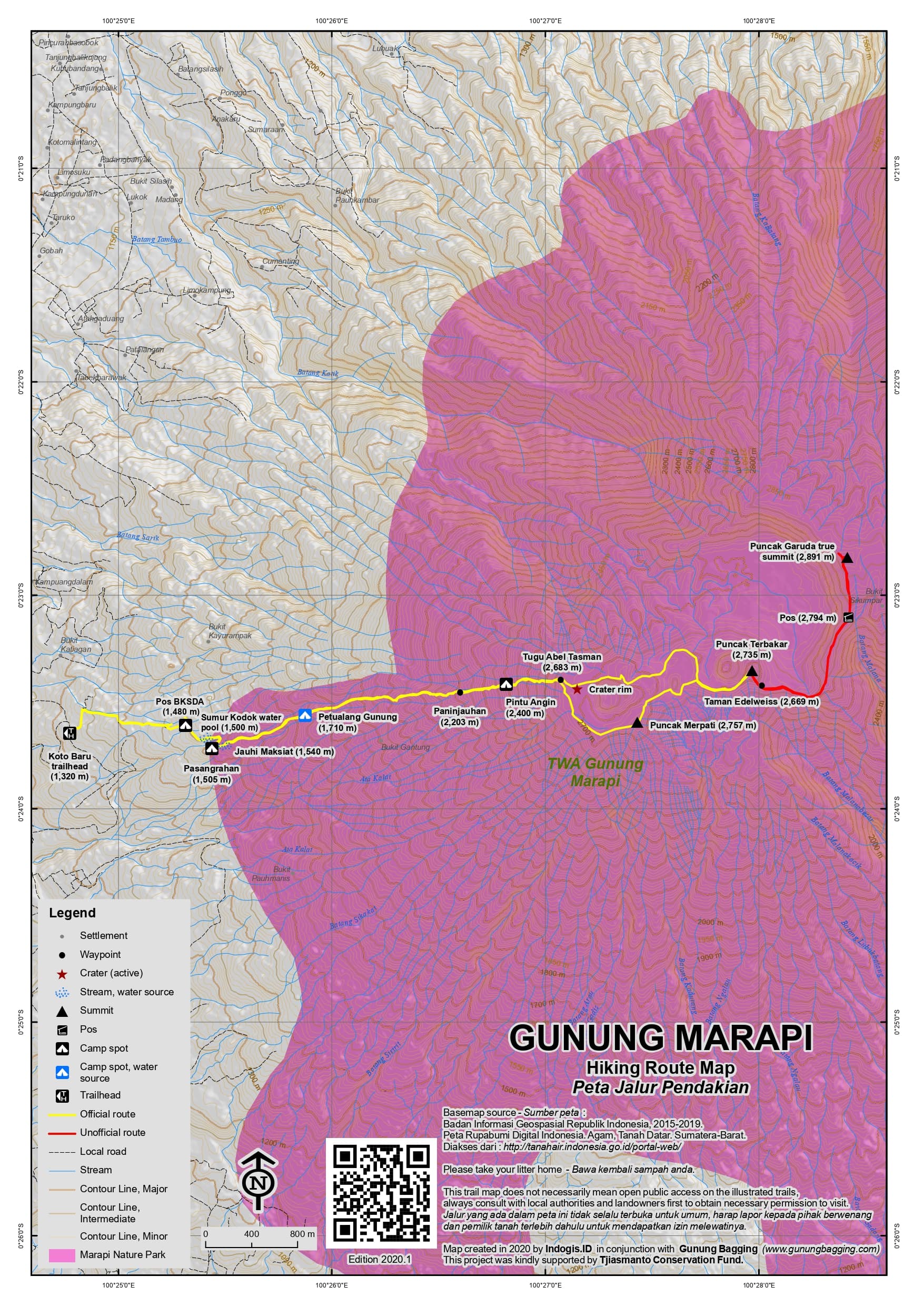 Peta Jalur Gunung Marapi – Puncak Garuda